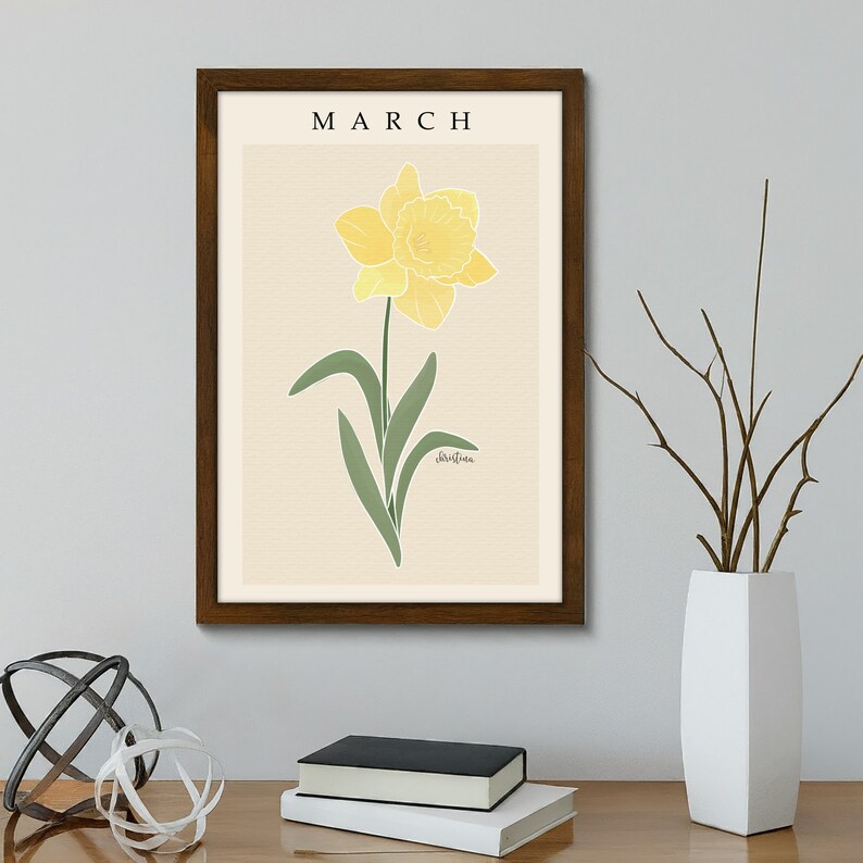 Personalized March Daffodil Birth Flower Print