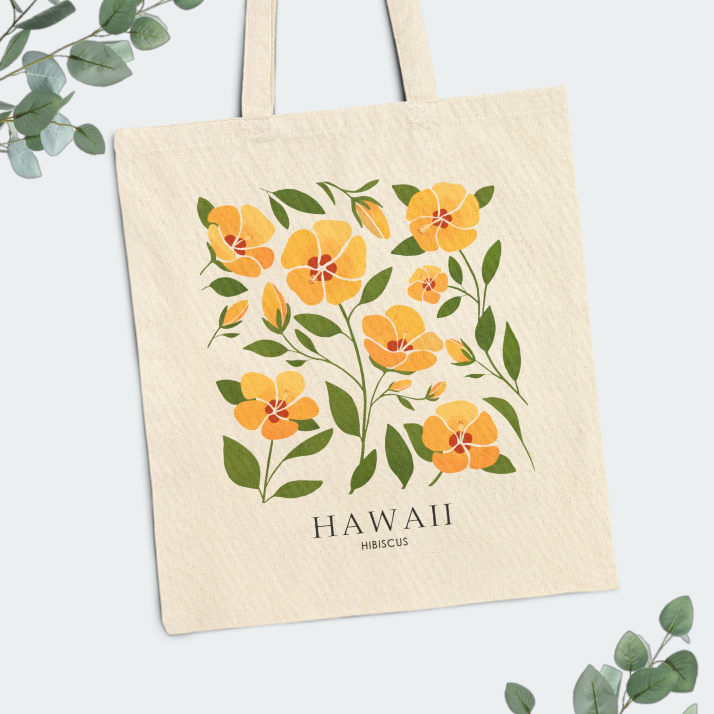 Hawaii Hibiscus Floral Tote Bag | 15