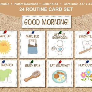 Druckbare tägliche Routine-Karten für Kinder - visuelle Routine-Karten, Zeitplan und Tagesrhythmus für Kleinkinder - Morgen, Nachmittag & Abend Routine