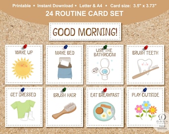 Printable Daily Routine Cards for Kids - Visual Routine Cards, Schedule and Daily Rhythm for Toddlers - Morning, Afternoon & Evening Routine