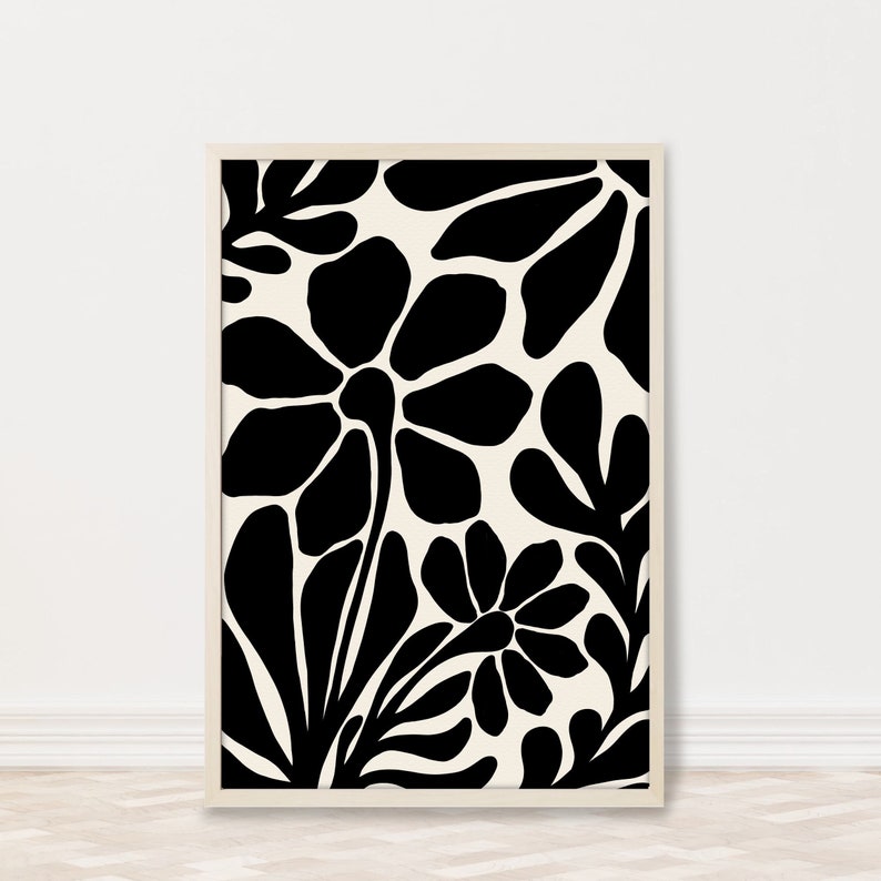 Black and Beige Floral Art Print