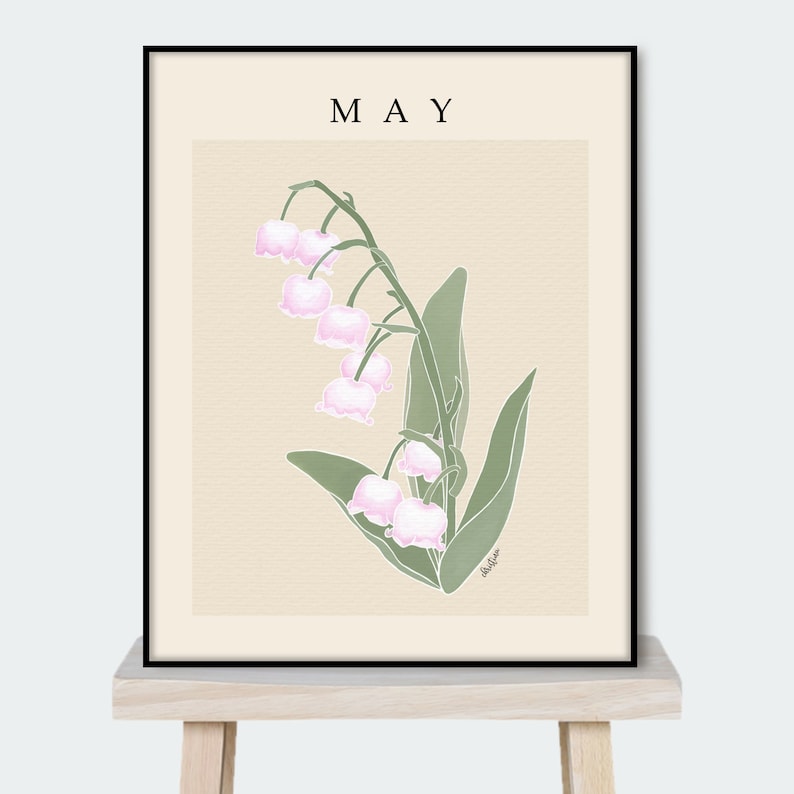 Personalized May Lily of The Valley Birth Month Flower Print Poster