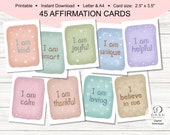 Printable Daily Affirmation Cards for Kids - Set of 45 - Affirmation Deck for Children - Positivity, Encouragement & Inspirational Cards Set
