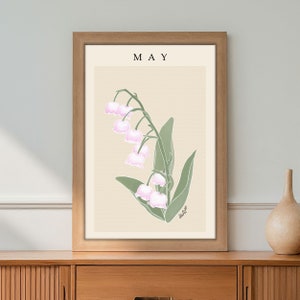 Personalized May Lily of The Valley Birth Month Flower Print Poster