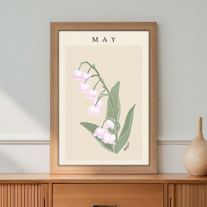 Personalized May Lily of The Valley Birth Month Flower Print Poster
