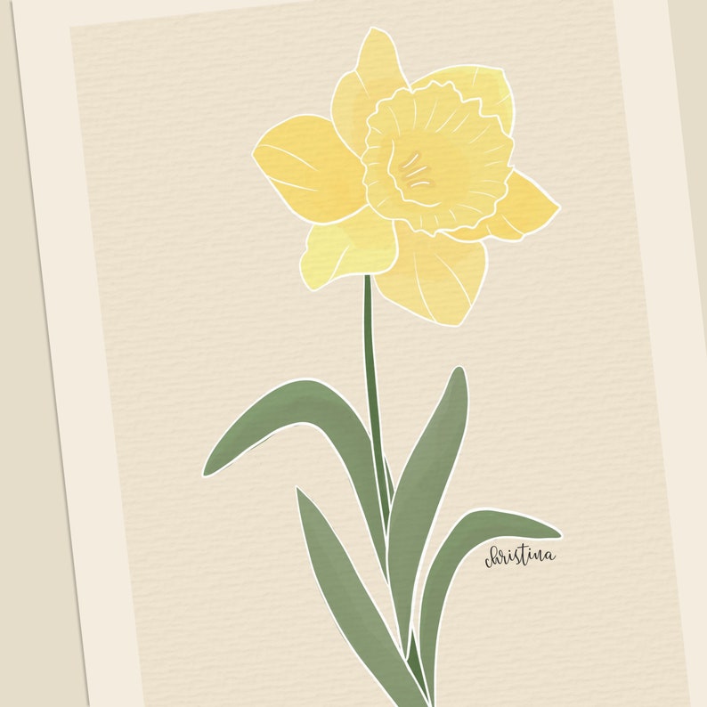 Personalized March Daffodil Birth Flower Print