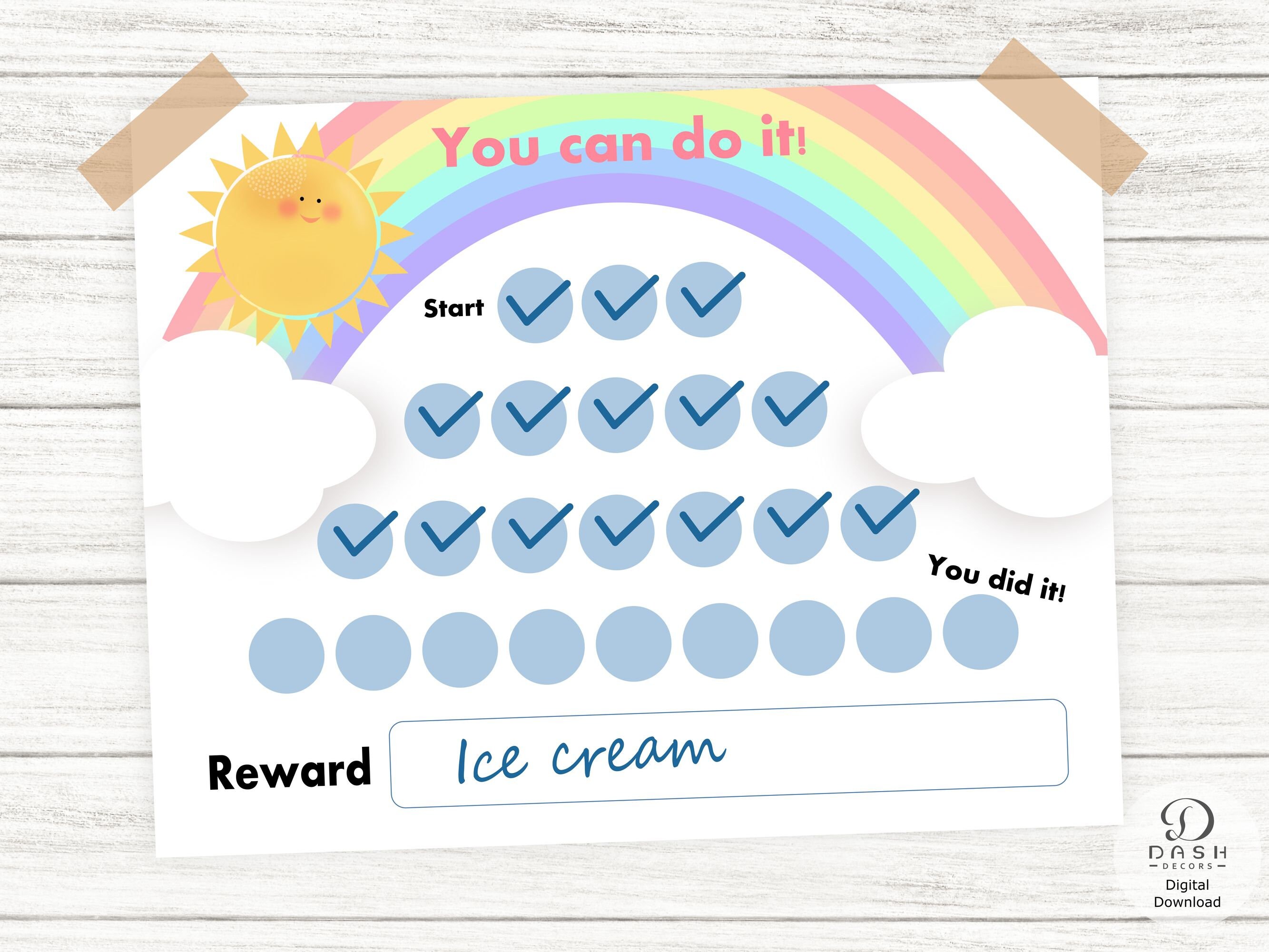 Printable Rainbow Reward Chart for Kids - Potty Chart, Sleep Chart ...