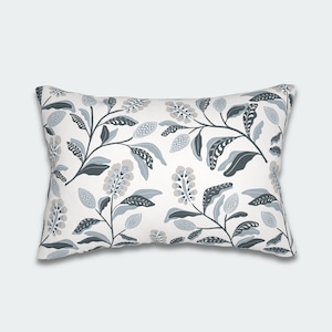 Lumbar Pillow with Blue Floral Art, Polyester Lumbar Pillow Cover With Insert, 20&quot;x14&quot;, Indoor and Outdoor Pillow for Sofa, Chair, Above Bed