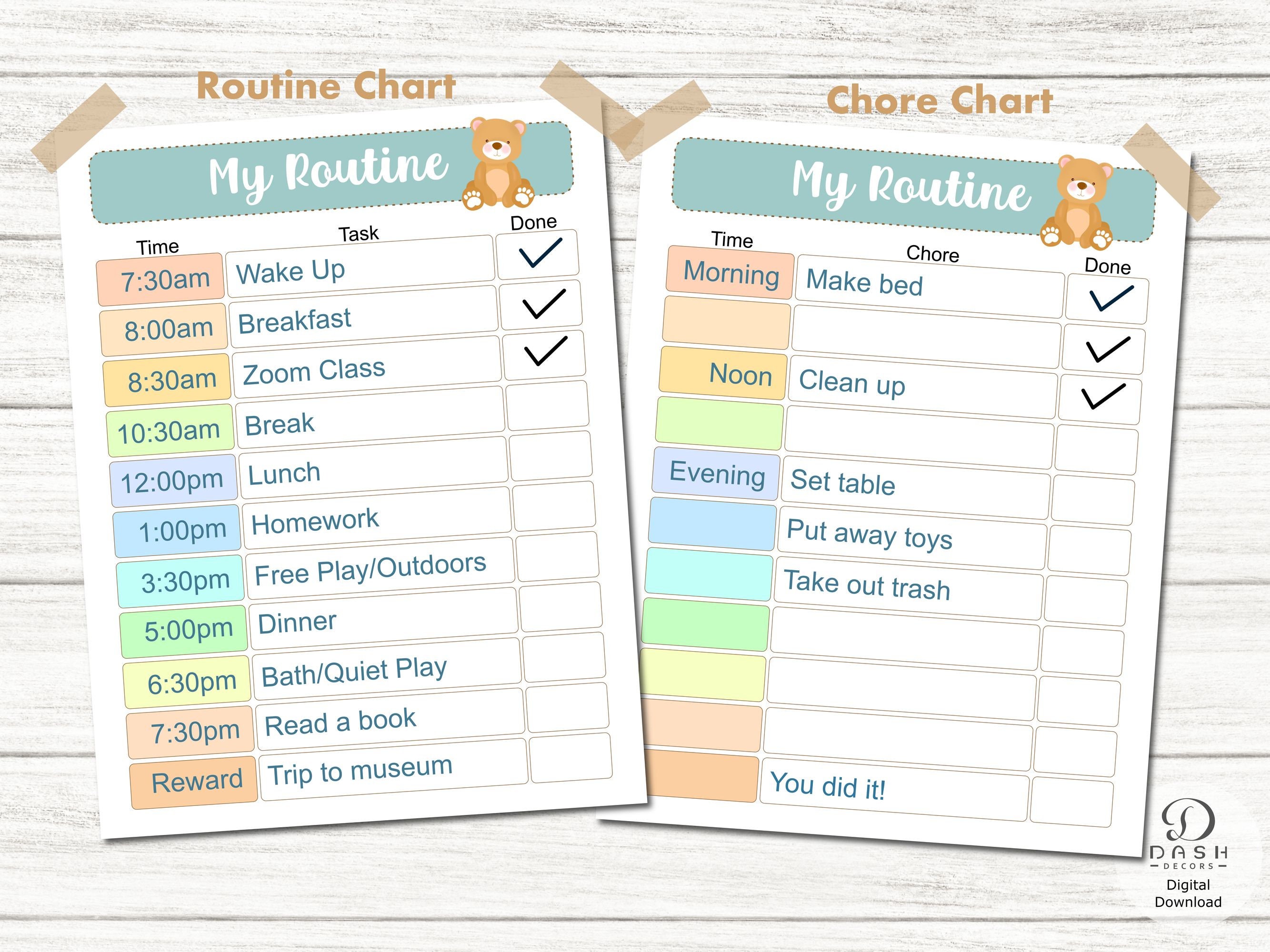 Eyfs Routine Chrt Editable Chore & Routine Chart for Kids With Time Digital - Etsy Australia