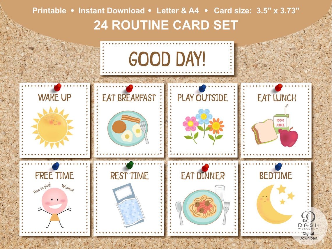 Printable Daily Routine Cards for Kids Visual Routine Cards | Etsy