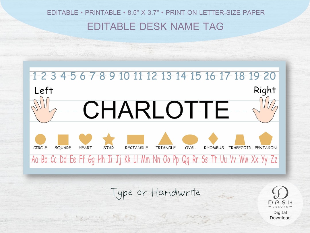 Editable Desk Name Tags for Classroom, Student Name Tags for School, Kindergarten &amp; Preschool ...