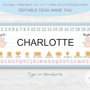 Editable Desk Name Tags for Classroom, Student Name Tags for School, Kindergarten & Preschool, Student Name Plate - Printable