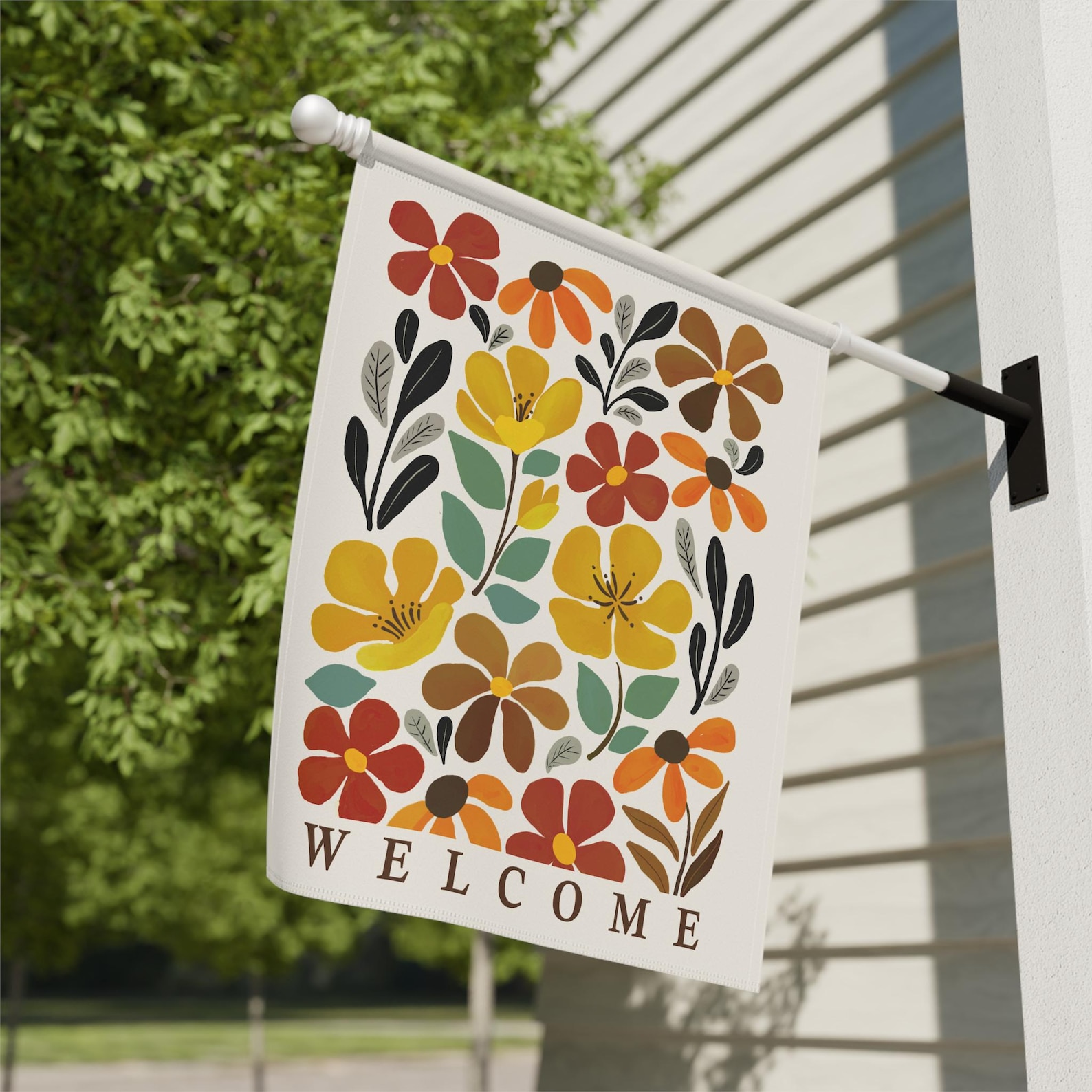 Boho Floral Welcome Garden Flag and House Flag | Cottagecore Flowers ...