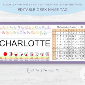 Desk Name Tags, Classroom Name Tags & Name Plates for Students, Classroom Desk Name Tags, Student Name Tags, School Desk Name Tag - Editable