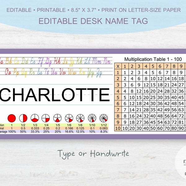 Desk Name Tags, Classroom Name Tags & Name Plates for Students, Classroom Desk Name Tags, Student Name Tags, School Desk Name Tag - Editable