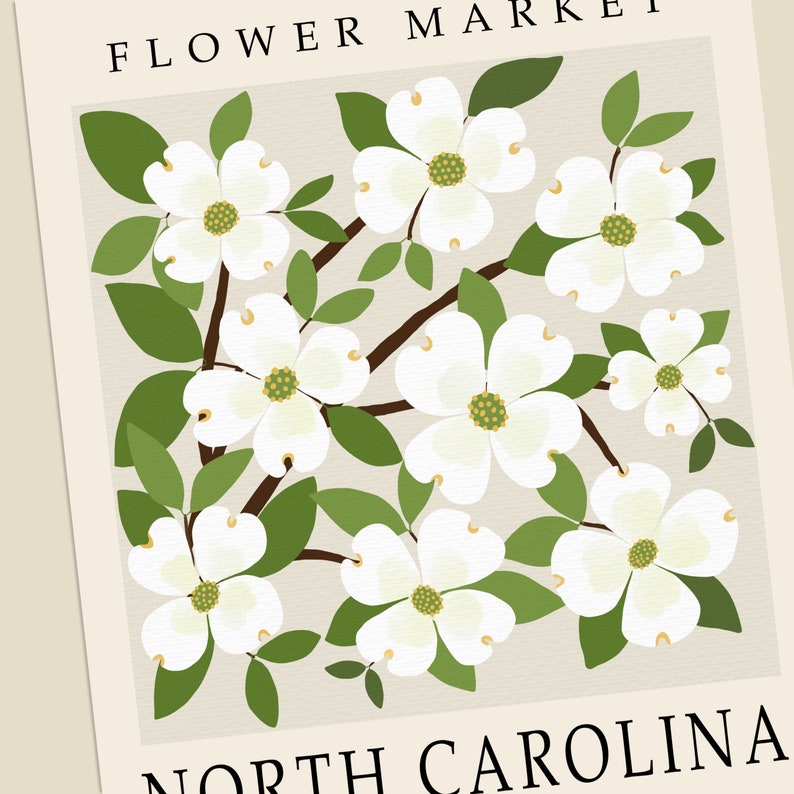 North Carolina State Flower Dogwood Flower Market Print