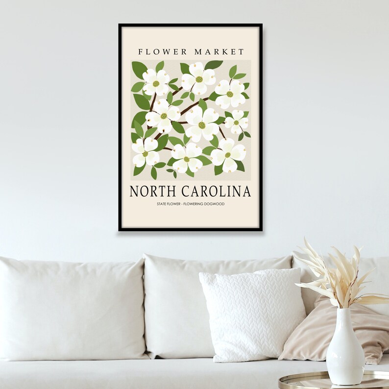 North Carolina State Flower Dogwood Flower Market Print