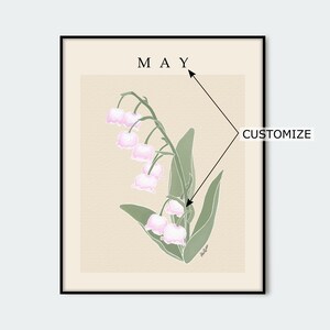 Personalized May Lily of The Valley Birth Month Flower Print Poster