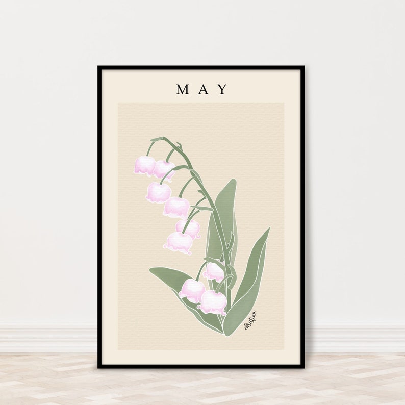 Personalized May Lily of The Valley Birth Month Flower Print Poster
