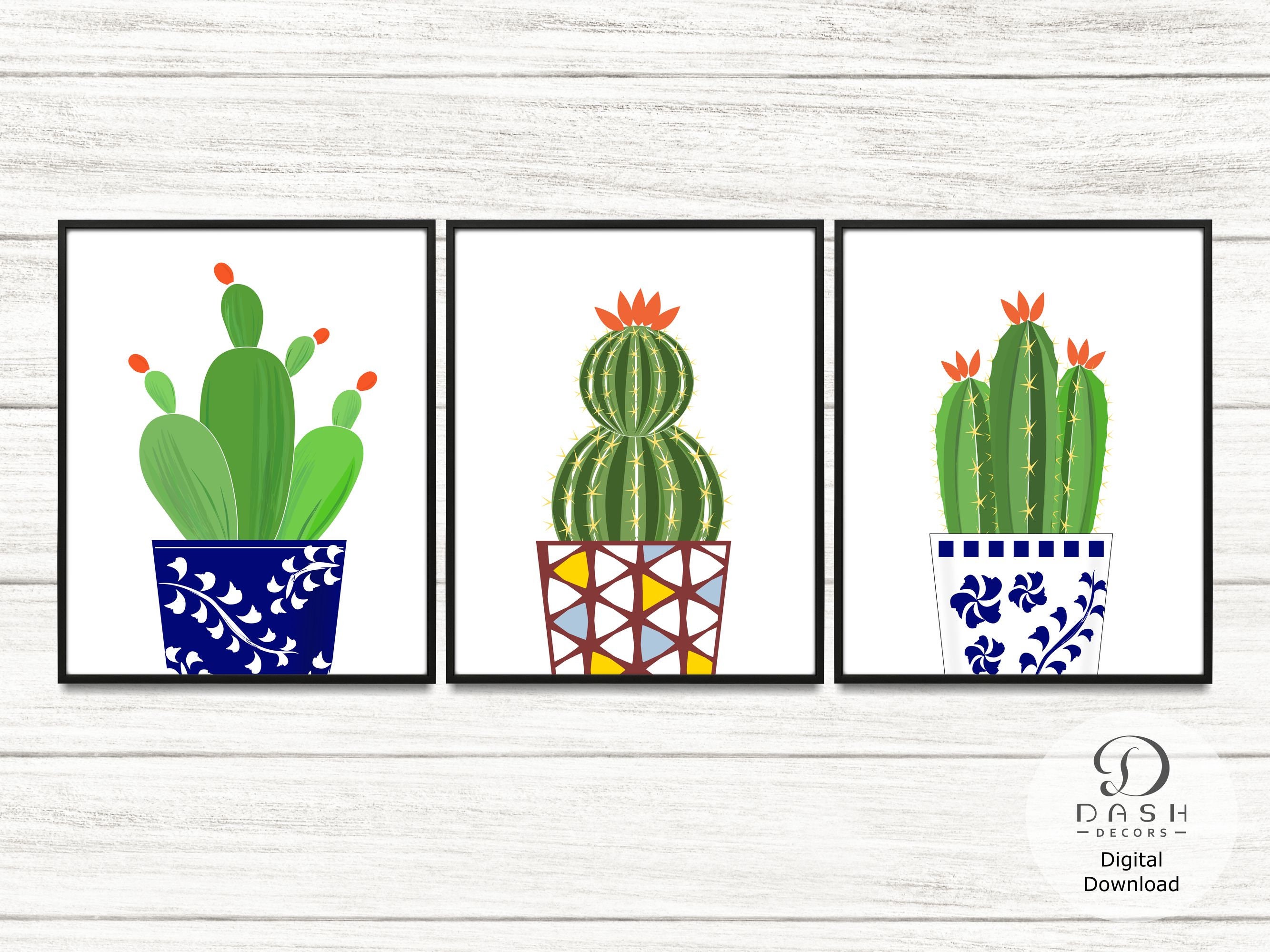 Cactus Art Prints Set of 3 Boho Cactus & Succulent Wall Art for Nursery
