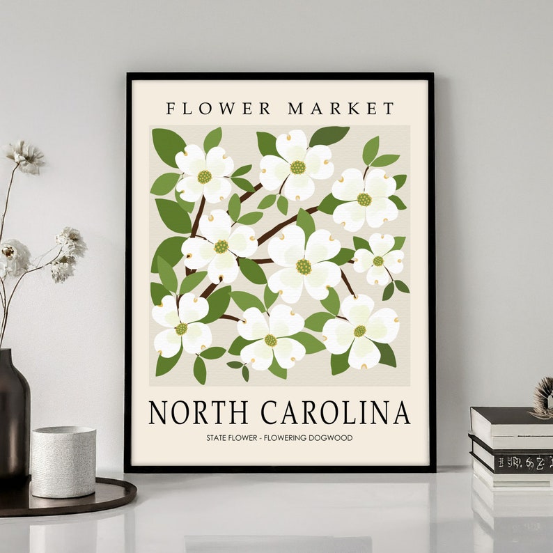 North Carolina State Flower Dogwood Flower Market Print
