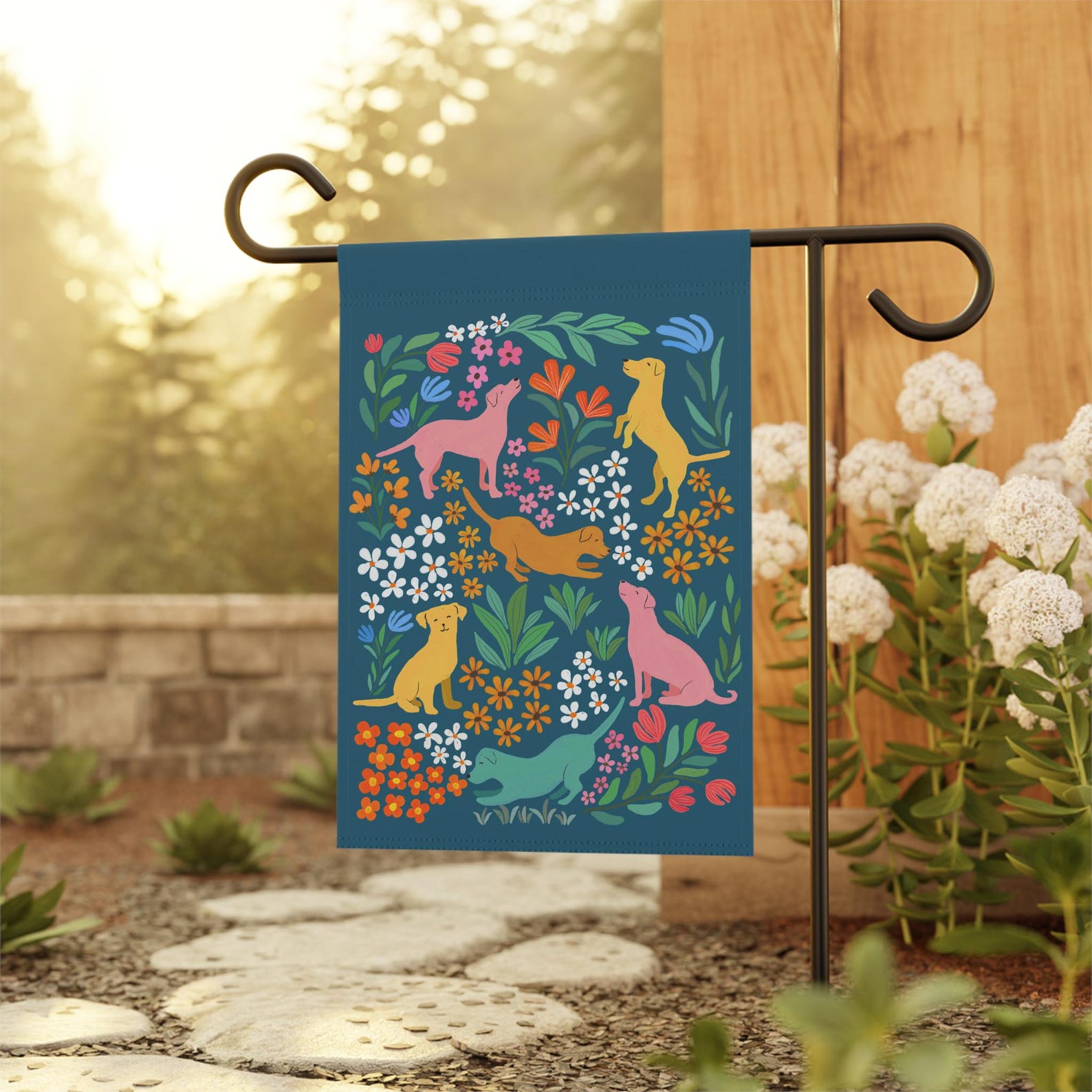 Dogs Garden Flag and House Flag | Good Dogs Live Here Yard Flag ...