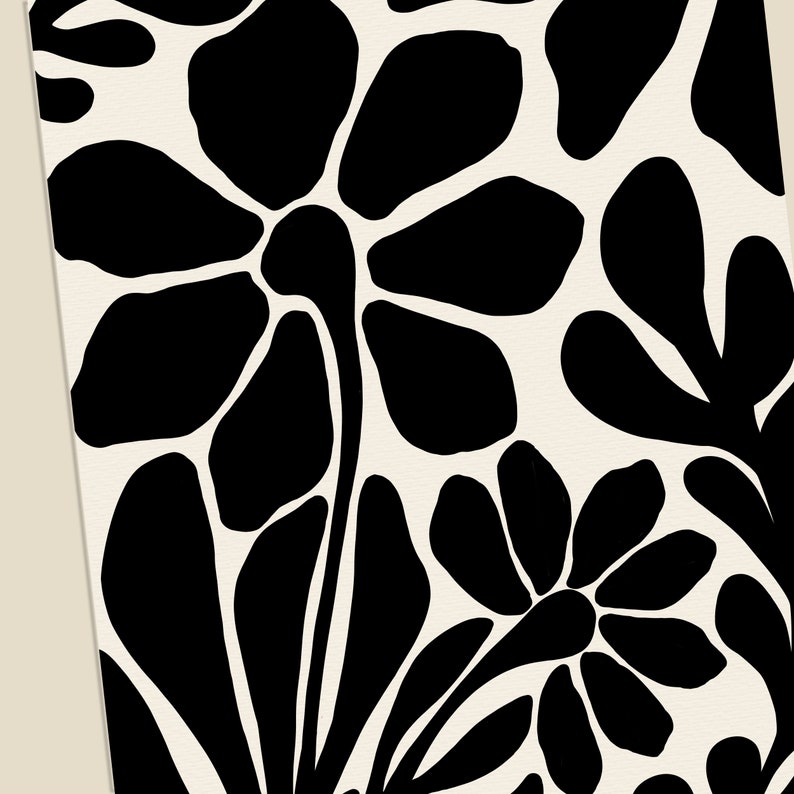 Black and Beige Floral Art Print
