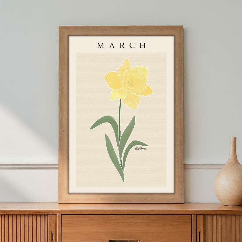 Personalized March Daffodil Birth Flower Print