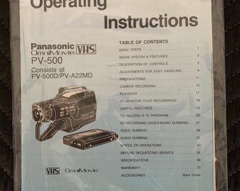Vintage Panasonic Camcorder Manual