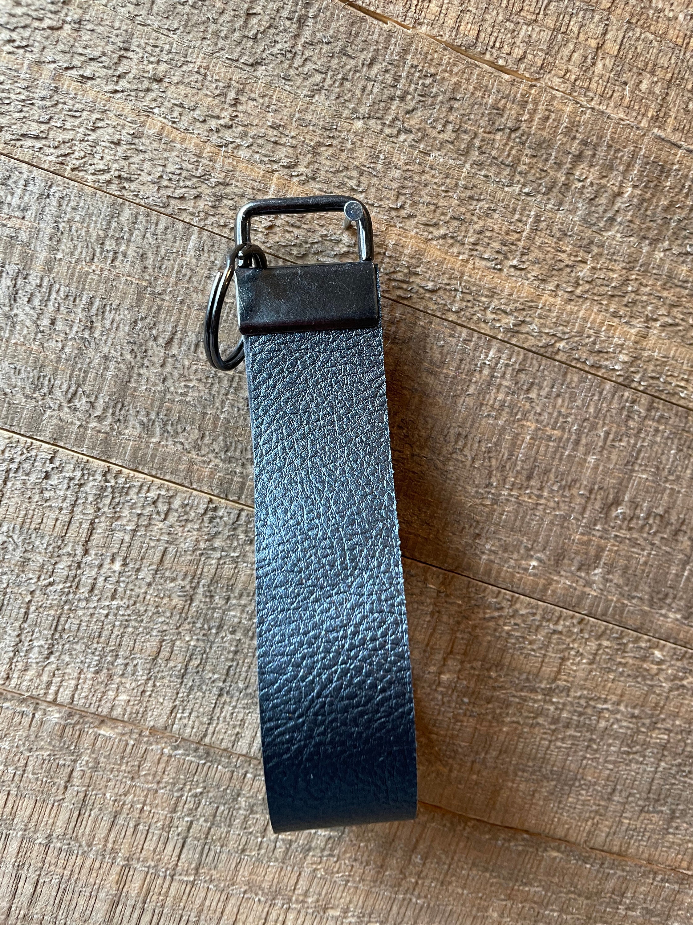 Black plain and simple faux leather keychain / Black Keychains Etsy