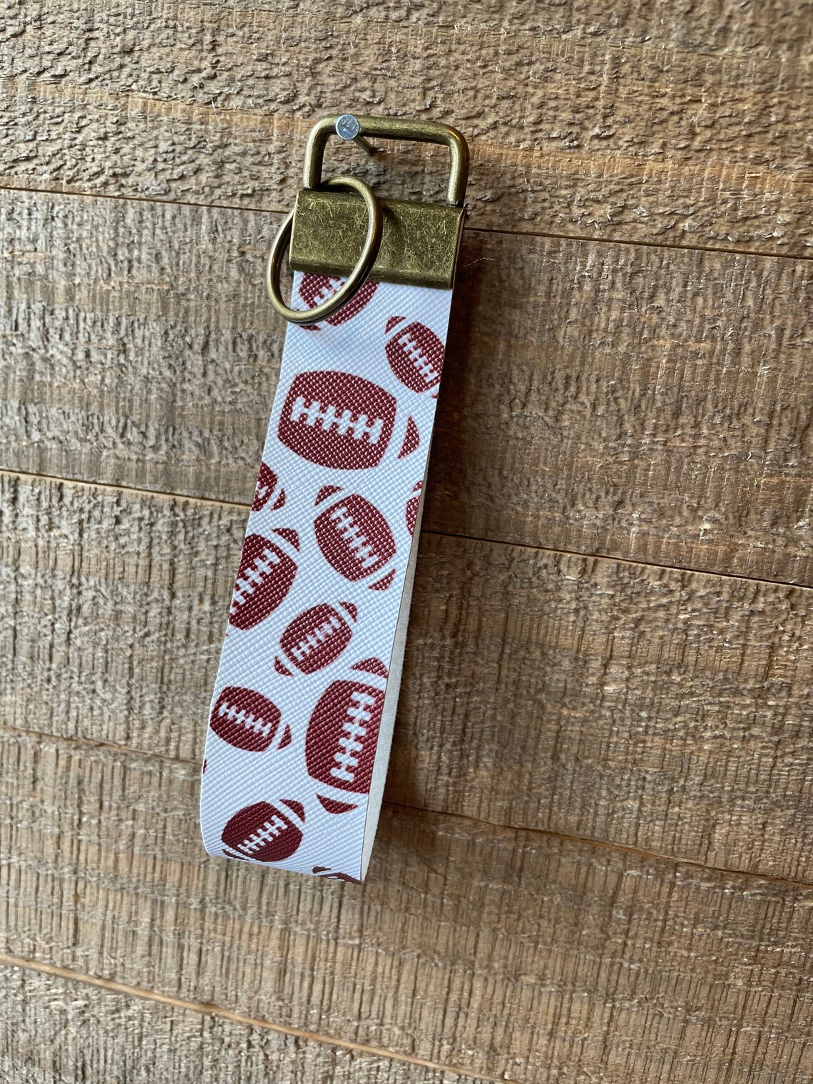 Football Print Faux Leather Keychain / Keychains / Football / Etsy