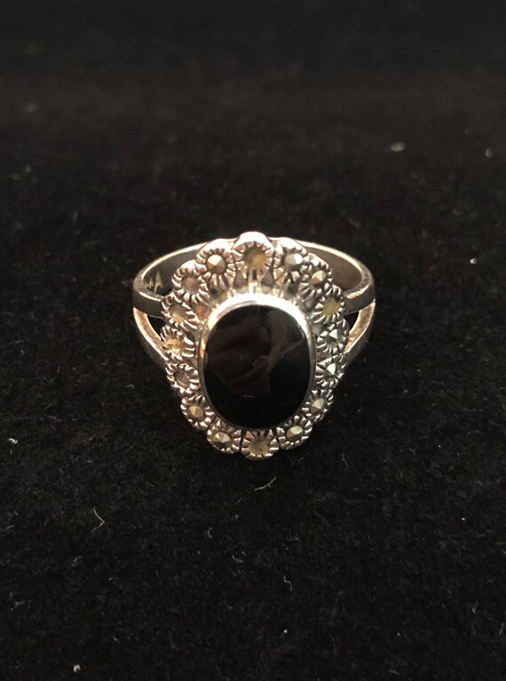 Vintage Sterling Silver And Black Onyx Ring Etsy