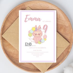 labubu birthday invitation,labubu editable template,labubu birthday party ,labubu canva invitation