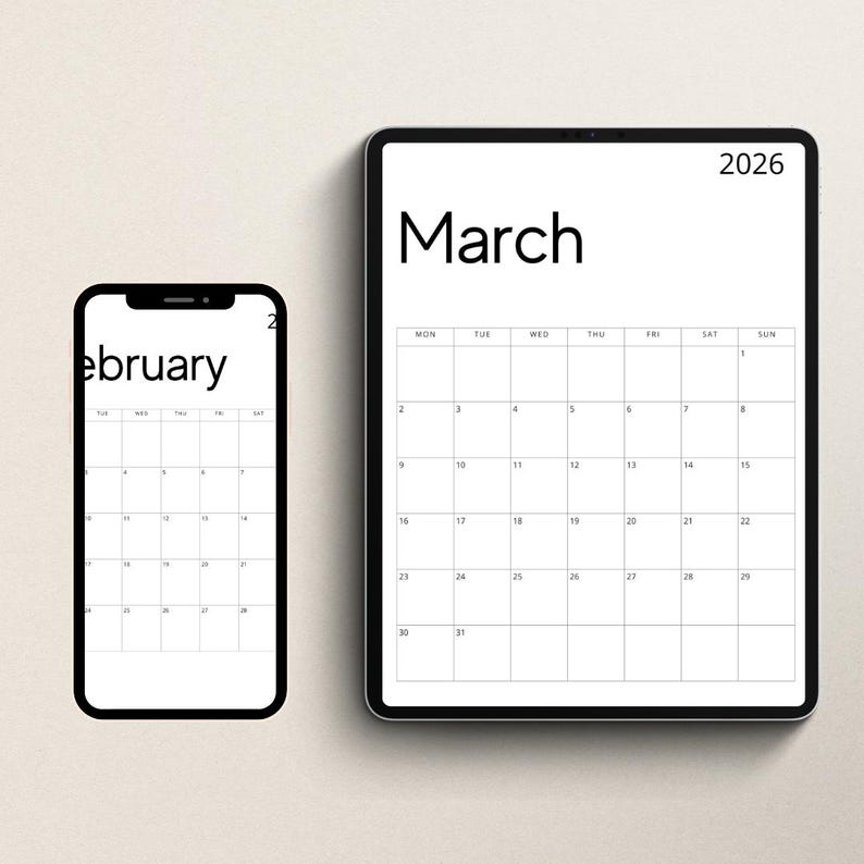 2026 Minimalist Calendar Printable Monthly Planner, Clean Aesthetic ...