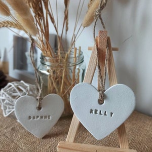 Clay Heart Personalised decoration, clay gift on jute string