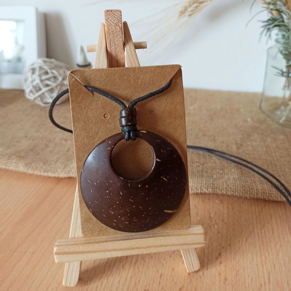 COCONUT Shell CIRCLE Pendant and Earrings, Large Natural Coconut Shell Necklace, UPCYCLED Gift for any occasion. Eco Friendly Jewellery