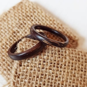 RING for any occasion, Coconut Shell Band RING, Eco Friendly ring with sustainable hemp gift bag, up-cycled Coconut Shell, Coconut Ring