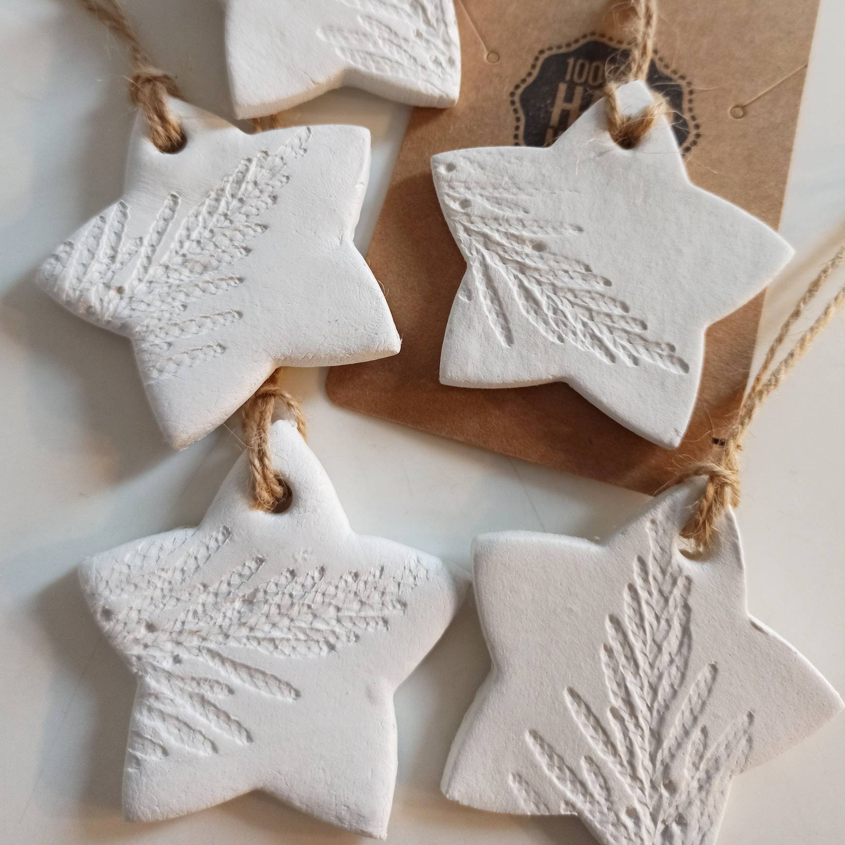 Pack of 10 Handmade Patterned Silver & White Christmas Bauble Ornament  Kraft Gift Tags for Presents 