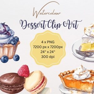 Desserts clipart High definition Watercolor clipart Food Clipart Bundle Bakery Clipart Digital Planners Journals DIY Crafts Graphic Designs