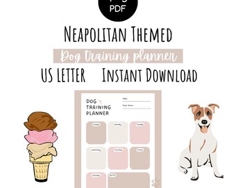 Neapolitan Themed Weekly Dog Training Planner, Dog Training Schedule, US Letter, Instant Download, Fully Customizable, Canva Template