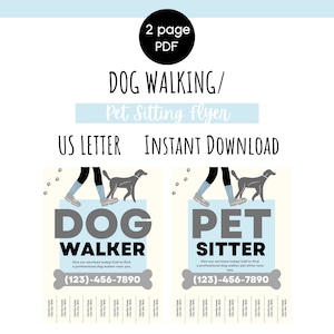 Dog Walking/Pet Sitting Flyer, 100% Customizable, Canva Template
