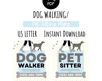 Dog Walking/Pet Sitting Flyer, 100% Customizable, Canva Template