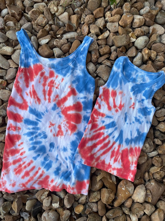 July 4th Red White Blue Tie Dye Tank Memorial Day Patriotic - Etsy