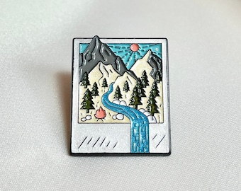 Polaroid Camera Pin • Mountains Enamel Pin • Polaroid Pin • Cute Enamel Pins • Camping Enamel Pin • Mini Polaroid