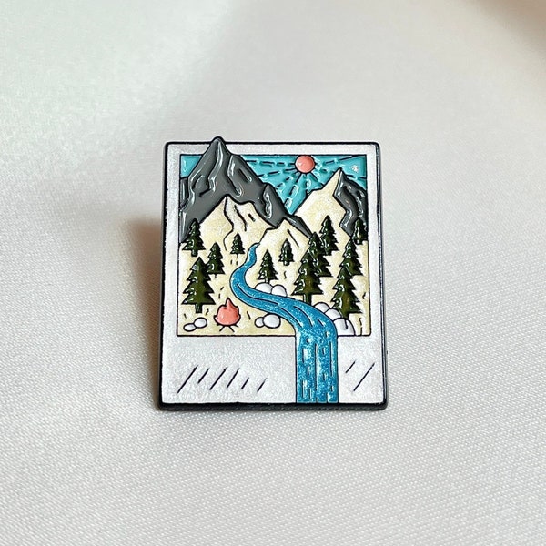 Polaroid Camera Pin • Mountains Enamel Pin • Polaroid Pin • Cute Enamel Pins • Camping Enamel Pin • Mini Polaroid