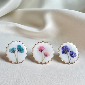 Pressed Flower Enamel Pin, Floral Lapel Pins, Pin for Bookbag, Cute Brooch