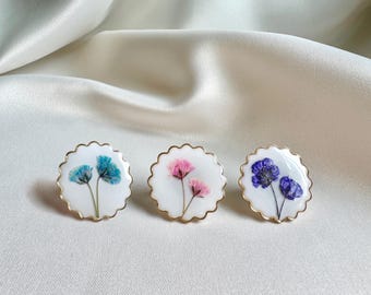 Pressed Flower Enamel Pin, Floral Lapel Pins, Pin for Bookbag, Cute Brooch