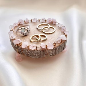 Rose Quartz Dish • Rose Quartz Tray • Gemstone Ring Dish • Wood Ring Dish • Rose Quartz Ring Holder • Rose Quartz Ring Dish • Trinket Dish