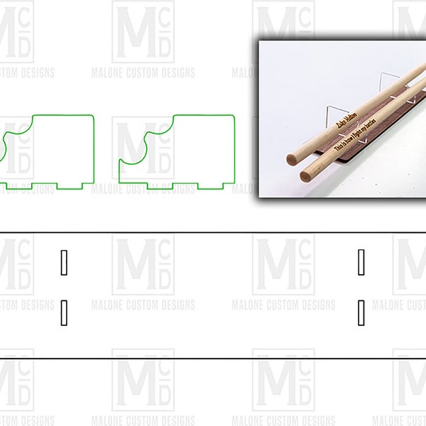 Drumsticks display holder FILE ONLY this is an SVG file for cutting your own display for drum sticks on a Glowforge laser no product.