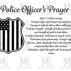 Police Officer&#39;s Prayer SVG Design File For Engraving, Vinyl Cutter, & More Vector Image Only